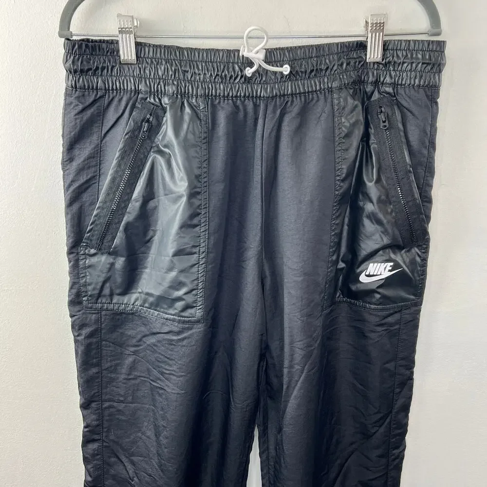 NIKE Sportswear Black Elastic Drawstring Waist Rebel Cargo Pants w/ Pockets Sz L